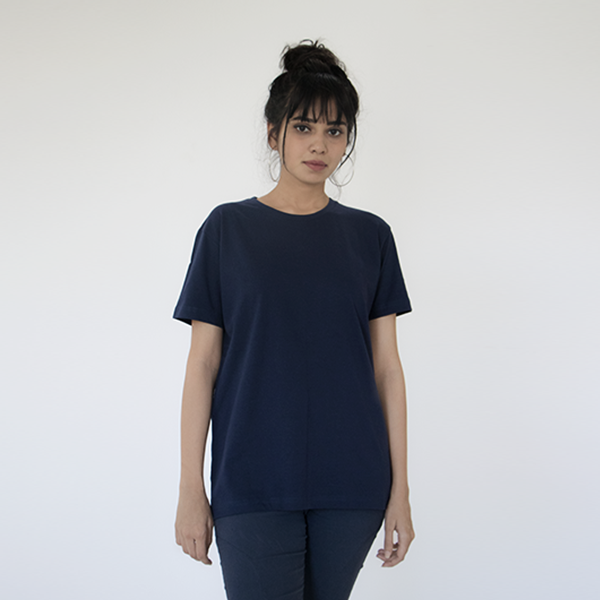 Navy Blue Plain T-Shirt For Women