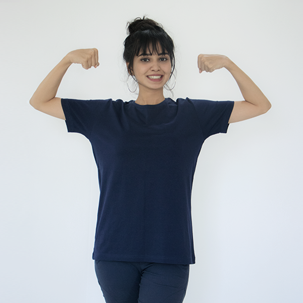 Navy Blue Plain T-Shirt For Women