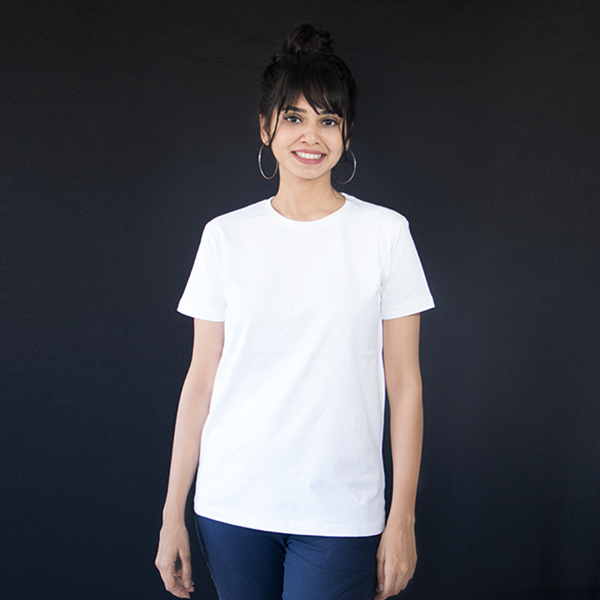 White Plain T-Shirt For Women - Machaand
