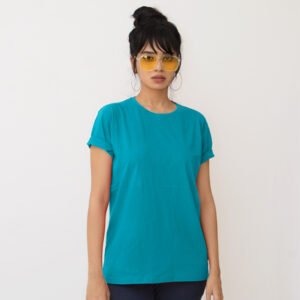 Mint Green-Turquoise Blue plain t-shirt combo Female