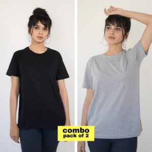 Black-Grey plain t-shirt combo Female