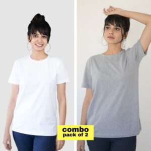 white-grey plain t-shirt combo Female