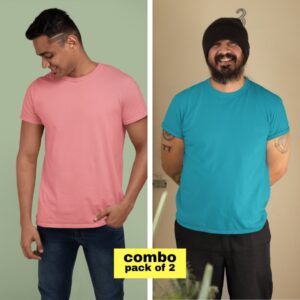 salmon pink and turquiose blue mens combo tshirt