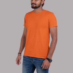 orange solid tshirt for men